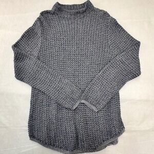 Eight Eight Eight Womens Blue Marled Cotton Mock Neck Chunky Knit Sweater Large